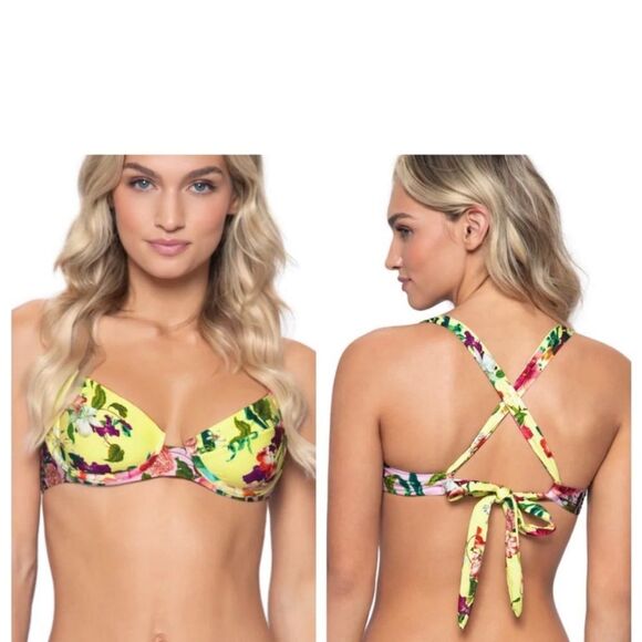 PQ Swim NWT Perla halter top in hibiscus size S